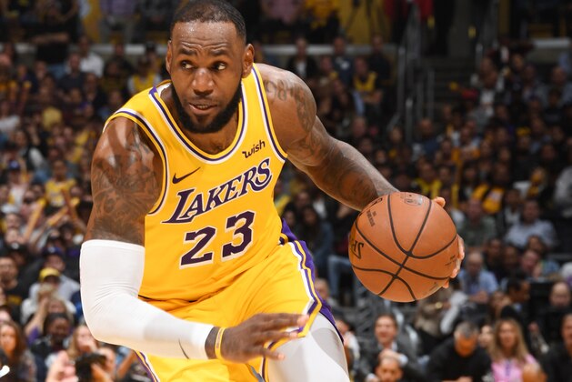 LOS ANGELES, CA - OCTOBER 22:  LeBron James #23 of the Los Angeles Lakers handles the ball against the San Antonio Spurs on October 22, 2018 at STAPLES Center in Los Angeles, California. NOTE TO USER: User expressly acknowledges and agrees that, by downloading and/or using this Photograph, user is consenting to the terms and conditions of the Getty Images License Agreement. Mandatory Copyright Notice: Copyright 2018 NBAE (Photo by Andrew D. Bernstein/NBAE via Getty Images)