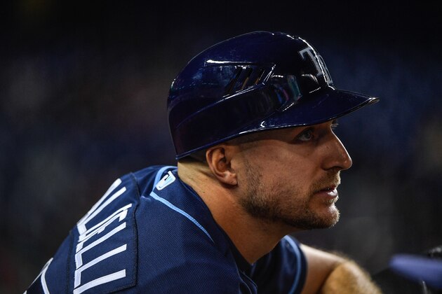 MIAMI, FL - MAY 01: Rocco Baldelli #15 of the Tampa Bay Rays in action during the game  between the Miami Marlins and the Tampa Bay Rays at Marlins Park on May 1, 2017 in Miami, Florida. (Photo by Mark Brown/Getty Images)