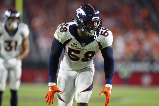 Denver Broncos linebacker Von Miller (58) during the second half of an NFL football game against the Arizona Cardinals, Thursday, Oct. 18, 2018, in Glendale, Ariz. (AP Photo/Ralph Freso)
