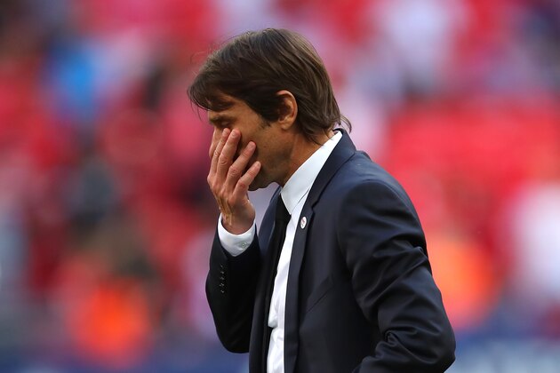 LONDON, ENGLAND - MAY 19:  Chelsea Head Coach / Manager Antonio Conte reacts at the end of the Emirates FA Cup Final between Chelsea and Manchester United at Wembley Stadium on May 19, 2018 in London, England. (Photo by Robbie Jay Barratt - AMA/Getty Images)