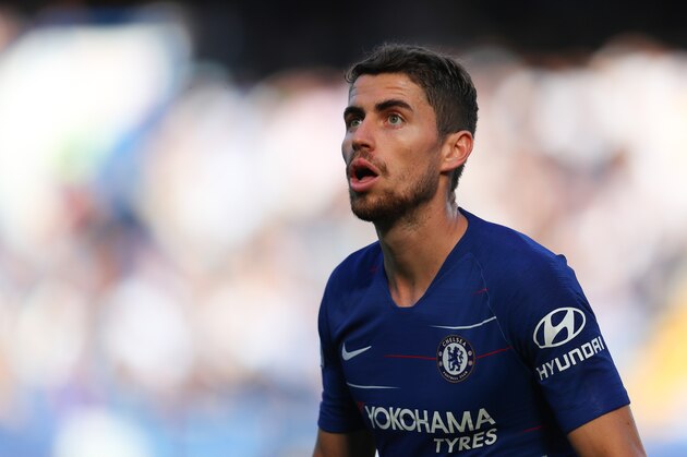 LONDON, ENGLAND - OCTOBER 20: Jorginho of Chelsea during the Premier League match between Chelsea FC and Manchester United at Stamford Bridge on October 20, 2018 in London, United Kingdom. (Photo by Catherine Ivill/Getty Images)