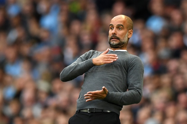 MANCHESTER, ENGLAND - OCTOBER 20:  Josep Guardiola, Manager of Manchester City reacts during the Premier League match between Manchester City and Burnley FC at Etihad Stadium on October 20, 2018 in Manchester, United Kingdom.  (Photo by Shaun Botterill/Getty Images)