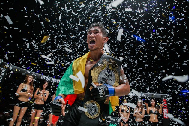 YANGON, MYANMAR - JUNE 30: Aung La N Sang celebrates his historic title win, claiming the ONE Middleweight World Championship during ONE Championship Light Of A Nation at the Thuwunna Indoor Stadium on June 30, 2017 in Yangon, Myanmar. (Photo by Dux Carvajal/ONE Championship/Getty Images) YANGON, MYANMAR - JUNE 30: Aung La N Sang celebrates his historic title win, claiming the ONE Middleweight World Championship during ONE Championship Light Of A Nation at the Thuwunna Indoor Stadium on June 30, 2017 in Yangon, Myanmar. (Photo by Dux Carvajal/ONE Championship/Getty Images)