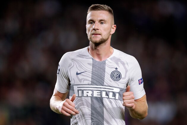 BARCELONA, SPAIN - OCTOBER 24: Milan Skriniar of Internazionale  during the UEFA Champions League  match between FC Barcelona v Internazionale at the Camp Nou on October 24, 2018 in Barcelona Spain (Photo by Jeroen Meuwsen/Soccrates/Getty Images)