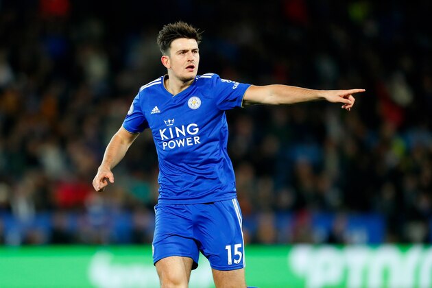 LEICESTER, ENGLAND - OCTOBER 27: Harry Maguire of Leicester City during the Premier League match between Leicester City and West Ham United at The King Power Stadium on October 27, 2018 in Leicester, United Kingdom. (Photo by Malcolm Couzens/Getty Images)