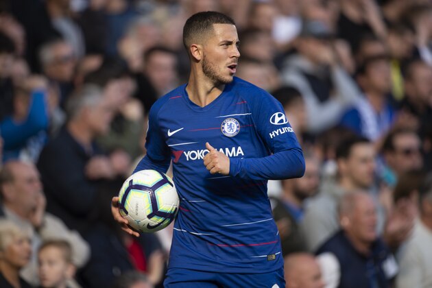 LONDON, ENGLAND - OCTOBER 20: Eden Hazard of Chelsea during the Premier League match between Chelsea FC and Manchester United at Stamford Bridge on October 20, 2018 in London, United Kingdom. (Photo by Visionhaus/Getty Images)