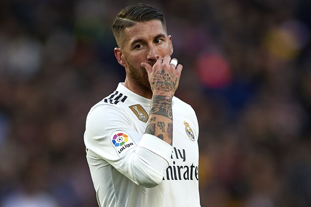 BARCELONA, SPAIN - OCTOBER 28:  Sergio Ramos of Real Madrid reacts during the La Liga match between FC Barcelona and Real Madrid CF at Camp Nou on October 28, 2018 in Barcelona, Spain.  (Photo by Quality Sport Images/Getty Images )