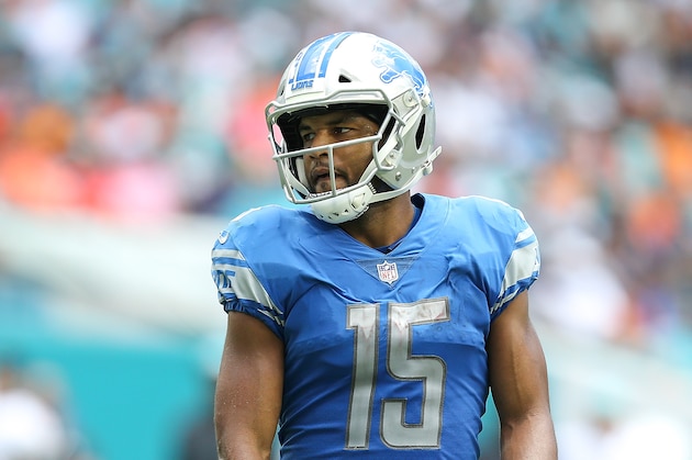MIAMI, FL - OCTOBER 21:  Golden Tate #15 of the Detroit Lions looks on against the Miami Dolphins at Hard Rock Stadium on October 21, 2018 in Miami, Florida.  (Photo by Michael Reaves/Getty Images)