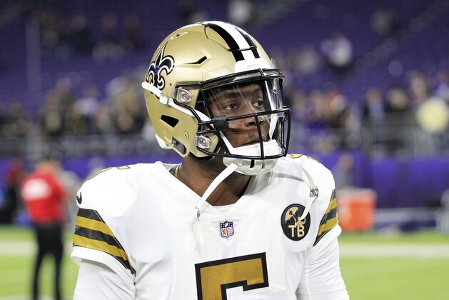 New Orleans Saints quarterback Teddy Bridgewater against the Minnesota Vikings during an NFL football game, Sunday, Oct. 28, 2018, in Minneapolis. (AP Photo/Andy Clayton-King)