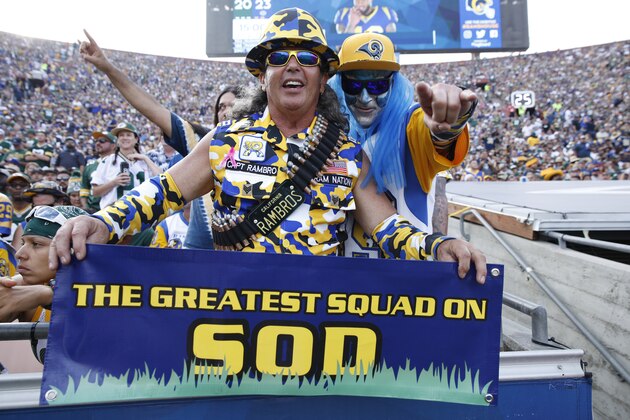 LOS ANGELES, CA - OCTOBER 28: Los Angeles Rams fans are seen during the game against the Green Bay Packers at Los Angeles Memorial Coliseum on October 28, 2018 in Los Angeles, California. (Photo by Joe Robbins/Getty Images)