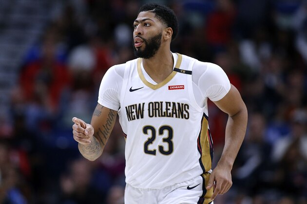 NEW ORLEANS, LA - OCTOBER 23:  Anthony Davis #23 of the New Orleans Pelicans reacts during a game against the LA Clippers at the Smoothie King Center on October 23, 2018 in New Orleans, Louisiana. NOTE TO USER: User expressly acknowledges and agrees that, by downloading and or using this photograph, User is consenting to the terms and conditions of the Getty Images License Agreement.  (Photo by Jonathan Bachman/Getty Images)