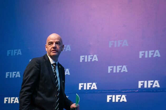 President of the International Federation of Association Football (FIFA) Gianni Infantino arrives for a press conference on October 26, 2018, after a FIFA Council meeting at the Convention Center in Kigali. (Photo by Cyril NDEGEYA / AFP)        (Photo credit should read CYRIL NDEGEYA/AFP/Getty Images)