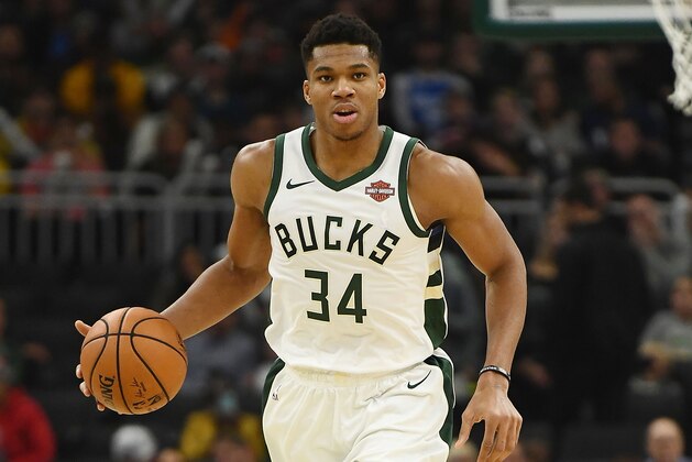MILWAUKEE, WI - OCTOBER 27:  Giannis Antetokounmpo #34 of the Milwaukee Bucks handles the ball during a game against the Orlando Magic at Fiserv Forum on October 27, 2018 in Milwaukee, Wisconsin. NOTE TO USER: User expressly acknowledges and agrees that, by downloading and or using this photograph, User is consenting to the terms and conditions of the Getty Images License Agreement.  (Photo by Stacy Revere/Getty Images)