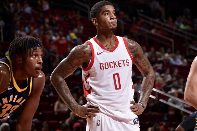 HOUSTON, TX - OCTOBER 4: Marquese Chriss #0 of the Houston Rockets looks on during a pre-season game against the Indiana Pacers on October 4, 2018 at Toyota Center, in Houston, Texas.  NOTE TO USER: User expressly acknowledges and agrees that, by downloading and/or using this Photograph, user is consenting to the terms and conditions of the Getty Images License Agreement. Mandatory Copyright Notice: Copyright 2018 NBAE (Photo by Bill Baptist/NBAE via Getty Images)