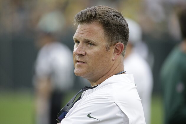 Green Bay Packers general manager Brian Gutekunst during NFL football Family Night practice Saturday, Aug. 4, 2018 in Green Bay, Wis. (AP Photo/Mike Roemer)