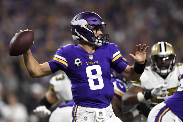 MINNEAPOLIS, MN - OCTOBER 28: Kirk Cousins #8 of the Minnesota Vikings passes the ball in the first quarter of the game against the New Orleans Saints at U.S. Bank Stadium on October 28, 2018 in Minneapolis, Minnesota. (Photo by Hannah Foslien/Getty Images) MINNEAPOLIS, MN - OCTOBER 28: Kirk Cousins #8 of the Minnesota Vikings passes the ball in the first quarter of the game against the New Orleans Saints at U.S. Bank Stadium on October 28, 2018 in Minneapolis, Minnesota. (Photo by Hannah Foslien/Getty Images)