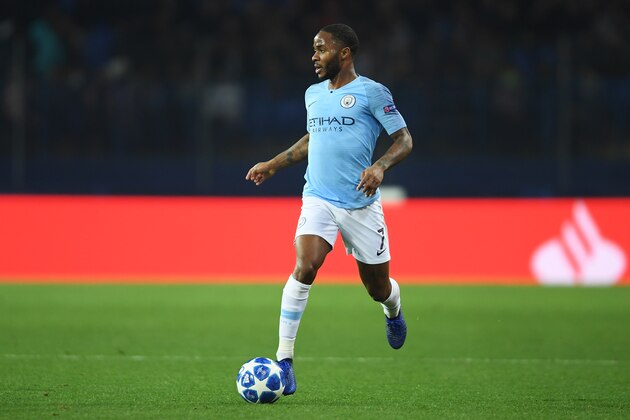 KHARKOV, UKRAINE - OCTOBER 23:  Raheem Sterling of Manchester City in action during the Group F match of the UEFA Champions League between FC Shakhtar Donetsk and Manchester City at Metalist Stadium on October 23, 2018 in Kharkov, Ukraine.  (Photo by Mike Hewitt/Getty Images)