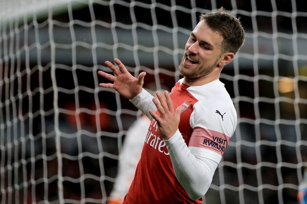 LONDON, ENGLAND - OCTOBER 31: Aaron Ramsey of Arsenal during the Carabao Cup Fourth Round match between Arsenal and Blackpool at Emirates Stadium on October 31, 2018 in London, England. (Photo by Marc Atkins/Getty Images)