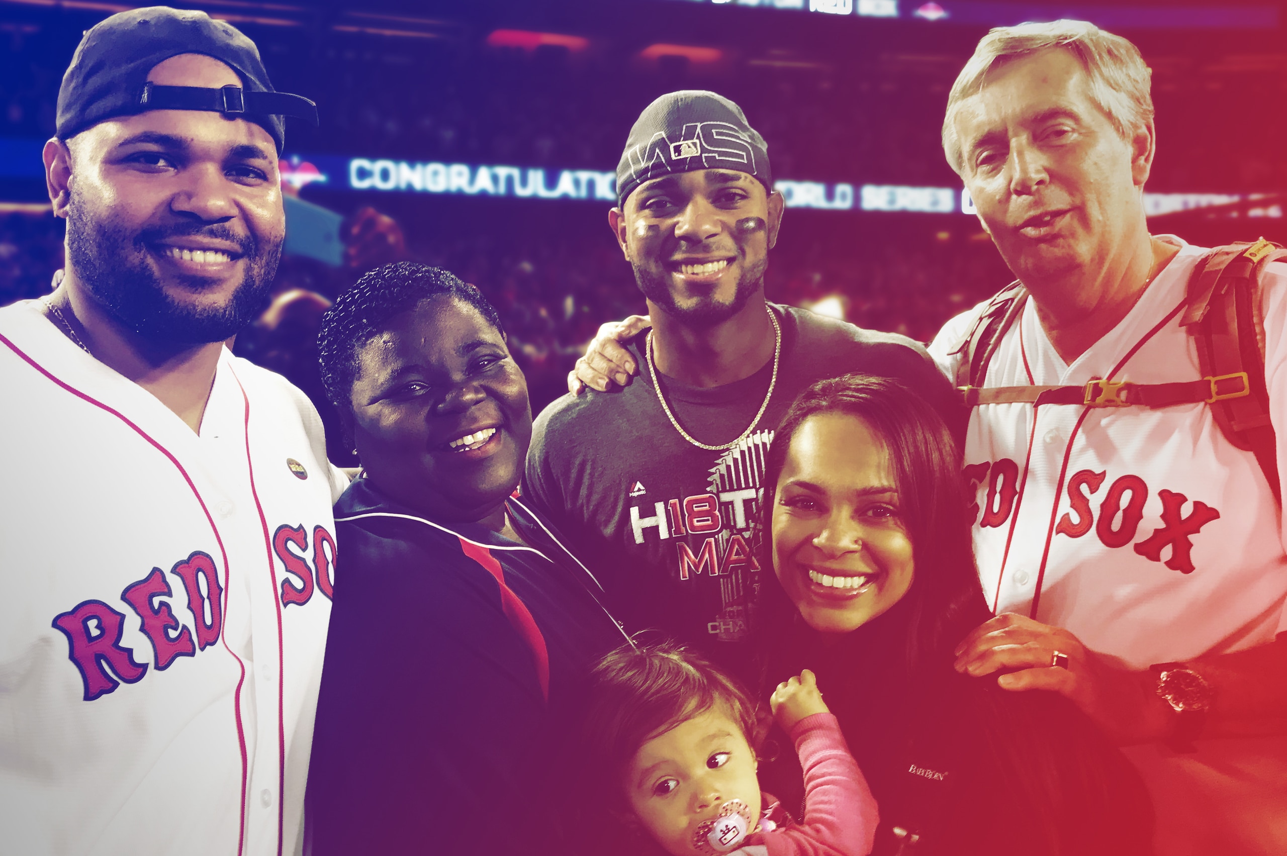 Xander Bogaerts stands (center) with (left to right) brother Jair, mother Sandra Brown, sister Chandra and father Jan Maarten.