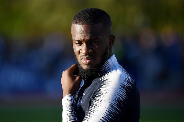 France's midfielder Tanguy Ndombele looks on during a training session in Clairefontaine en Yvelines on October 8, 2018, ahead the unpcoming friendly football match against Iceland and the Nations League match against Germany. (Photo by FRANCK FIFE / AFP)        (Photo credit should read FRANCK FIFE/AFP/Getty Images)