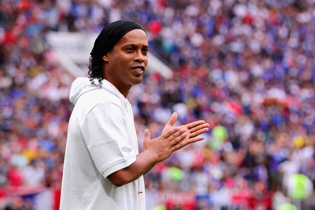 MOSCOW, RUSSIA - JULY 15: 2002 World Cup winner Ronaldinho of Brazil is seen before the 2018 FIFA World Cup Russia Final between France and Croatia at Luzhniki Stadium on July 15, 2018 in Moscow, Russia.  (Photo by Chris Brunskill/Fantasista/Getty Images)