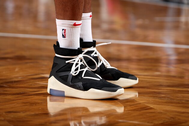 NEW YORK, NY - NOVEMBER 2: The sneakers worn by PJ Tucker #17 of the Houston Rockets against the Brooklyn Nets on November 2, 2018 at Madison Square Garden in New York City, New York.  NOTE TO USER: User expressly acknowledges and agrees that, by downloading and or using this photograph, User is consenting to the terms and conditions of the Getty Images License Agreement. Mandatory Copyright Notice: Copyright 2018 NBAE  (Photo by Nathaniel S. Butler/NBAE via Getty Images)