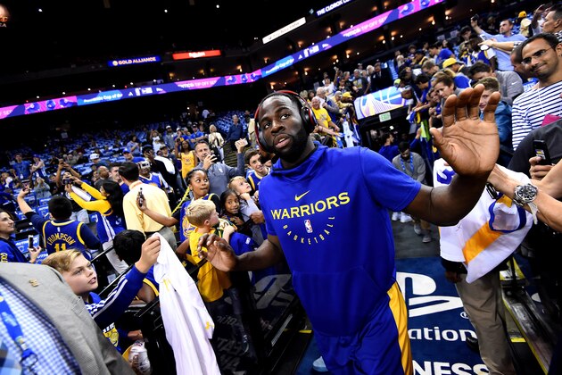OAKLAND, CA - NOVEMBER 2: Draymond Green #23 of the Golden State Warriors is seen before the game against the Minnesota Timberwolves on November 2, 2018 at ORACLE Arena in Oakland, California. NOTE TO USER: User expressly acknowledges and agrees that, by downloading and or using this photograph, User is consenting to the terms and conditions of the Getty Images License Agreement. Mandatory Copyright Notice: Copyright 2018 NBAE (Photo by Noah Graham/NBAE via Getty Images)