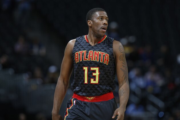 Atlanta Hawks guard Lamar Patterson (13) in the second half of an NBA basketball game Monday, Jan. 25, 2016, in Denver. The Hawks won 119-105. (AP Photo/David Zalubowski)