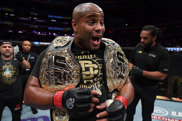 NEW YORK, NY - NOVEMBER 03:  Daniel Cormier celebrates after his submission victory over Derrick Lewis in their UFC heavyweight championship bout during the UFC 230 event inside Madison Square Garden on November 3, 2018 in New York, New York. (Photo by Jeff Bottari/Zuffa LLC/Zuffa LLC via Getty Images)