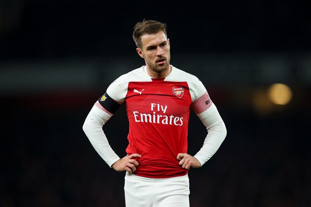LONDON, ENGLAND - NOVEMBER 03: Aaron Ramsey of Arsenal during the Premier League match between Arsenal FC and Liverpool FC at Emirates Stadium on November 3, 2018 in London, United Kingdom. (Photo by Robbie Jay Barratt - AMA/Getty Images)