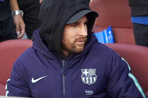 BARCELONA, SPAIN - OCTOBER 28:  Lionel Messi of FC Barcelona attends the La Liga match between FC Barcelona and Real Madrid CF at Camp Nou on October 28, 2018 in Barcelona, Spain. (Photo by Quality Sport Images/Getty Images)