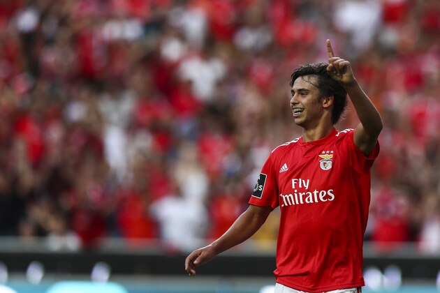 LISBON, PORTUGAL - SEPTEMBER 23: Joao Felix of SL Benfica celebrates scoring SL Benfica goal during the Liga NOS match between SL Benfica and CD Aves at Estadio da Luz on September 23, 2018 in Lisbon, Portugal. (Photo by Carlos Rodrigues/Getty Images)