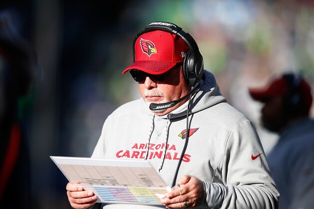 SEATTLE, WA - DECEMBER 31:  Head Coach Bruce Arians of the Arizona Cardinals against the Seattle Seahawks at CenturyLink Field on December 31, 2017 in Seattle, Washington.  (Photo by Jonathan Ferrey/Getty Images)