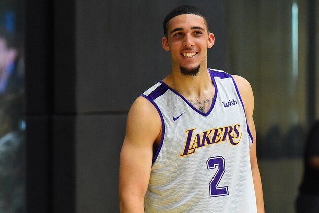 LOS ANGELES, CA - MAY 29:  LiAngelo Ball #2 walks on the court during the Los Angeles Lakers 2018 NBA Pre-Draft Workout on May 29, 2018 in Los Angeles, California.  NOTE TO USER: User expressly acknowledges and agrees that, by downloading and or using this photograph, User is consenting to the terms and conditions of the Getty Images License Agreement.  (Photo by Jayne Kamin-Oncea/Getty Images)