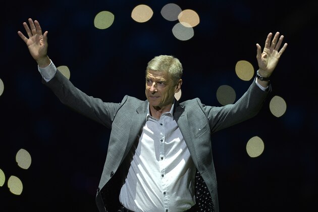 NANTERRE, FRANCE - JUNE 12:  Arsene Wenger of FIFA 98 reacts during the players presentation before the friendly match between France 98 and FIFA 98 at U Arena on June 12, 2018 in Nanterre, France.  (Photo by Aurelien Meunier/Getty Images)