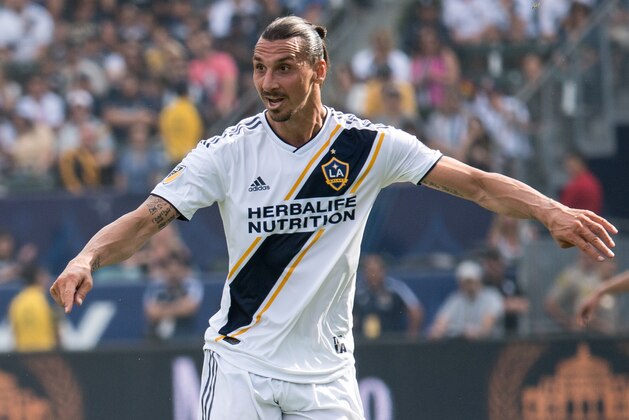 CARSON, CA - OCTOBER 28:  Zlatan Ibrahimovic #9 of Los Angeles Galaxy during the Los Angeles Galaxy's MLS match against Houston Dynamo at the StubHub Center on October 28, 2018 in Carson, California.  The Houston Dynamo won the match 3-2 (Photo by Shaun Clark/Getty Images)