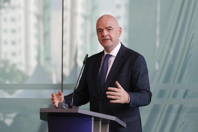 FIFA President Gianni Infantino speaks during an inauguration ceremony for the new building of the Asia Football Confederation in Kuala Lumpur, Malaysia Tuesday, Oct. 30, 2018. (AP Photo/Vincent Thian)