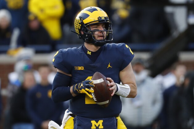 Michigan quarterback Shea Patterson (2) looks to throw a pass against Penn State in the first half of an NCAA college football game in Ann Arbor, Mich., Saturday, Nov. 3, 2018. (AP Photo/Paul Sancya) Michigan quarterback Shea Patterson (2) looks to throw a pass against Penn State in the first half of an NCAA college football game in Ann Arbor, Mich., Saturday, Nov. 3, 2018. (AP Photo/Paul Sancya)