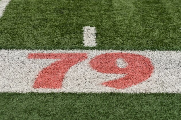 COLLEGE PARK, MD - OCTOBER 27:  Tribute on field to Jordan McNair on field during a college football game between the Illinois Fighting Illini and the Maryland Terrapins at Capitol One Field at Maryland Stadium on October 27, 2018 at College Park, Maryland.  (Photo by Mitchell Layton/Getty Images) *** Local Caption ***