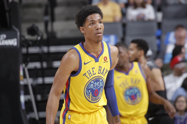 SACRAMENTO, CA - MARCH 31: Patrick McCaw #0 of the Golden State Warriors looks on during the game against the Sacramento Kings on March 31, 2018 at Golden 1 Center in Sacramento, California. NOTE TO USER: User expressly acknowledges and agrees that, by downloading and or using this photograph, User is consenting to the terms and conditions of the Getty Images Agreement. Mandatory Copyright Notice: Copyright 2018 NBAE (Photo by Rocky Widner/NBAE via Getty Images)