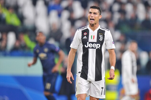 TURIN, ITALY - NOVEMBER 07: Cristiano Ronaldo of Juventus FC reacts during the Group H match of the UEFA Champions League between Juventus and Manchester United at  on November 7, 2018 in Turin, Italy. (Photo by Norbert Barczyk/PressFocus/MB Media/Getty Images)