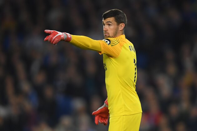 BRIGHTON, ENGLAND - OCTOBER 05:  Matthew Ryan of Brighton & Hove Albion points during the Premier League match between Brighton & Hove Albion and West Ham United at American Express Community Stadium on October 5, 2018 in Brighton, United Kingdom.  (Photo by Mike Hewitt/Getty Images)