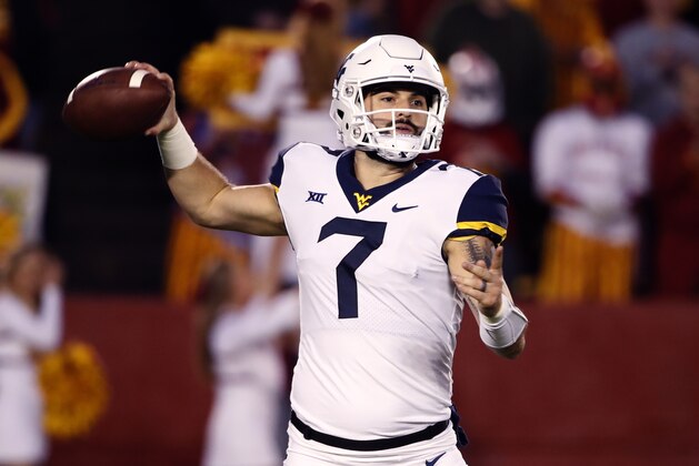 AMES, IA - OCTOBER 13: Quarterback Will Grier #7 of the West Virginia Mountaineers throws the ball in the first half of play at Jack Trice Stadium on October 13, 2018 in Ames, Iowa. The Iowa State Cyclones won 30-14 over the West Virginia Mountaineers. (Photo by David K Purdy/Getty Images)