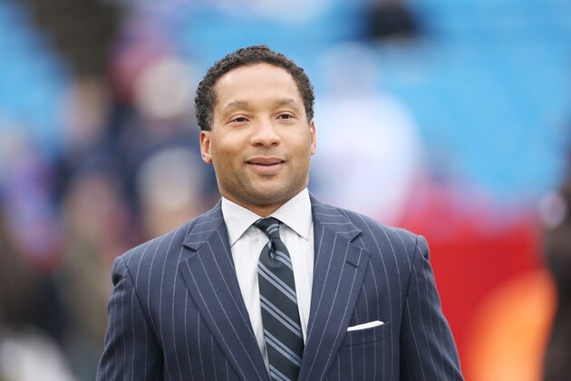 ORCHARD PARK, NY - NOVEMBER 30:  General Manager Doug Whaley of the Buffalo Bills watches warm ups before the game against the Cleveland Browns at Ralph Wilson Stadium on November 30, 2014 in Orchard Park, New York.  (Photo by Tom Szczerbowski/Getty Images)