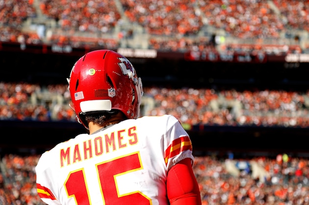 CLEVELAND, OH - NOVEMBER 4:  Patrick Mahomes #15 of the Kansas City Chiefs stands on the sideline during the game against the Kansas City Chiefs at FirstEnergy Stadium on November 4, 2018 in Cleveland, Ohio. (Photo by Kirk Irwin/Getty Images)