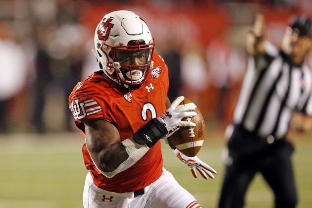 Utah running back Zack Moss (2) carries the ball in the second half during an NCAA college football game against Southern California Saturday, Oct. 20, 2018, in Salt Lake City. (AP Photo/Rick Bowmer)