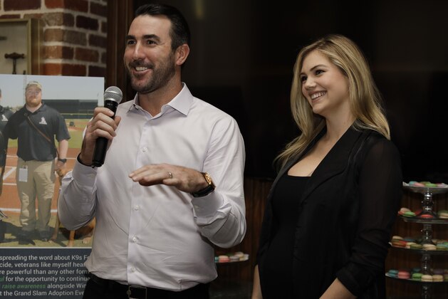 HOUSTON, TX - SEPTEMBER 03: Justin Verlander and Kate Upton host a reception for Grand Slam Adoption Event and Wins For Warriors Foundation to raise funds for adoptable dogs to become service animals for military veterans  at Grace's On Kirby on September 3, 2018 in Houston, Texas.  (Photo by Bob Levey/Getty Images for Wins for Warriors Foundation)