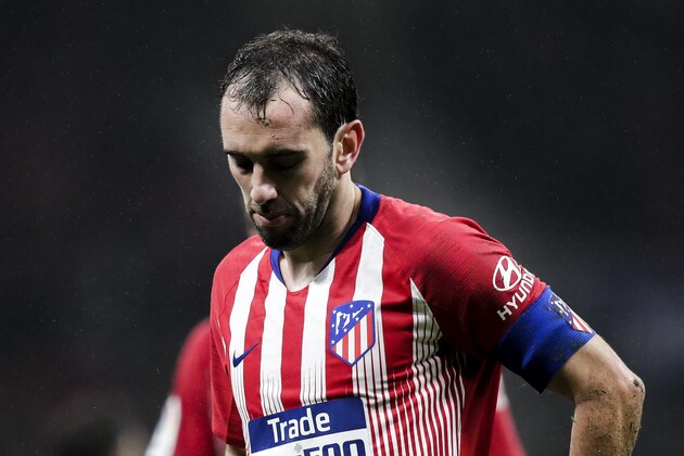 MADRID, SPAIN - NOVEMBER 10: Diego Godin of Atletico Madrid during the La Liga Santander  match between Atletico Madrid v Athletic de Bilbao at the Estadio Wanda Metropolitano on November 10, 2018 in Madrid Spain (Photo by David S Bustamante/Soccrates /Getty Images)