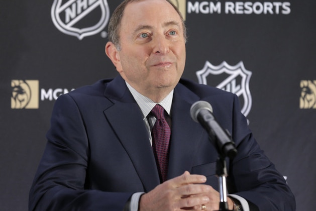 FILE - In this Oct. 29, 2018, file photo, National Hockey League commissioner Gary Bettman speaks during a news conference in New York. The NHL and lawyers for retired players say a tentative settlement has been reached in a concussion lawsuit brought against the league. The league and players’ lawyers on Monday, Nov. 12, 2018, announced a tentative non-class settlement had been reached in the consolidated case after months of court-ordered mediation. The lawsuit involved more than1 00 former players who accused the NHL of failing to better prevent head trauma or warn players of such risks while promoting violent play that led to their injuries. (AP Photo/Seth Wenig, File)