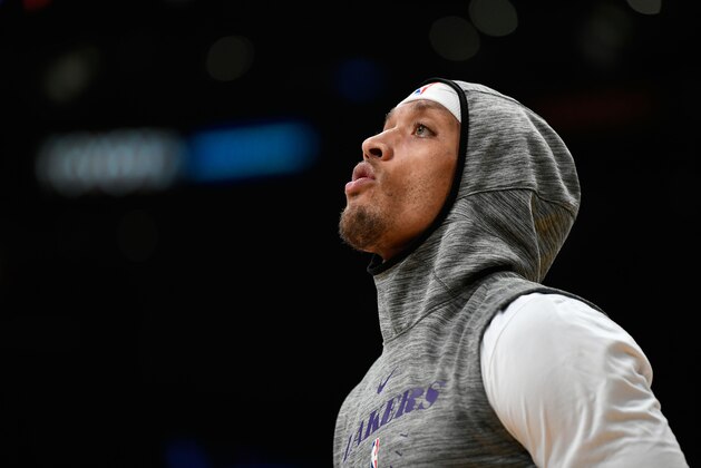 LOS ANGELES, CA - OCTOBER 25: Michael Beasley #11 of the Los Angeles Lakers warms up prior to the NBA game against the Denver Nuggets at Staples Center on October 25, 2018 in Los Angeles, California. NOTE TO USER: User expressly acknowledges and agrees that, by downloading and or using this photograph, User is consenting to the terms and conditions of the Getty Images License Agreement.  (Photo by Robert Laberge/Getty Images)